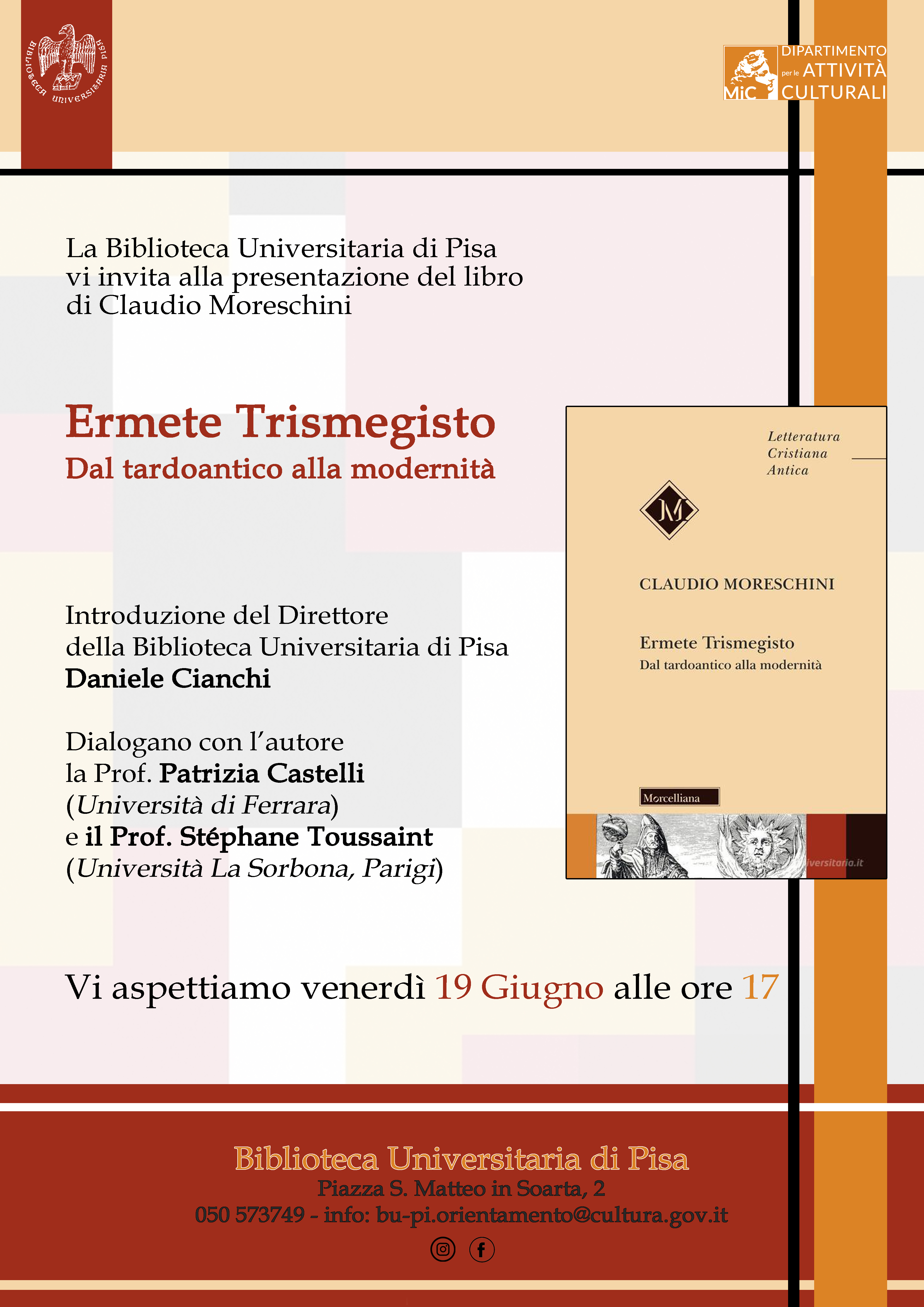 Presentazione libro "Ermete Trismegisto" di Claudio Moreschini